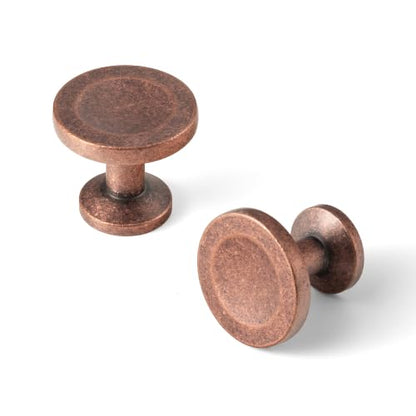 12 Pack Antique Copper Cabinet Knobs, Single Hole Round Knobs - color: Antique Copper