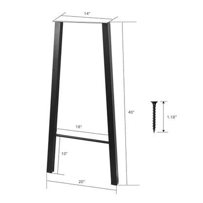 ALLCOS Bar Table Legs 40 Inch Metal Dining Table Legs Heavy Duty Metal Desk Legs Coffee Table Legs, Black, Set of 2 - size: 40 Inch