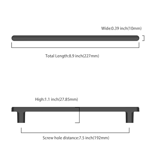 10 Pack 7.5 Inch(192mm) Kitchen Cabinet Handles Matte Black Cabinet Pulls Kitchen Cabinet Hardware Drawer Pulls for Cupboard Wardrobe - color: Matte Black, size: 7.5"/192MM Hole Center