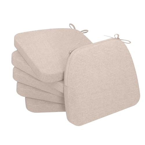 AAAAAcessories Chair Cushions for Dining Chairs, 17 x 16 x 2 in, Set of 6 - color: Oatmeal Beige, size: 6 Pack