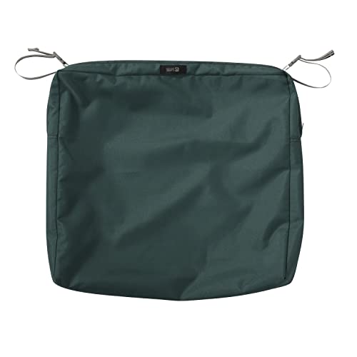 Classic Accessories Ravenna Water-Resistant 21 x 19 x 3 Inch Patio Seat Cushion, Mallard Green, Chair Seat Cushion - color: Mallard Green, size: 21"W x 19"D x 3"Thick
