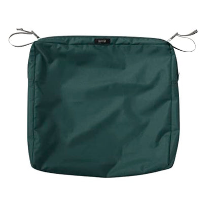 Classic Accessories Ravenna Water-Resistant 21 x 19 x 3 Inch Patio Seat Cushion, Mallard Green, Chair Seat Cushion - color: Mallard Green, size: 21"W x 19"D x 3"Thick