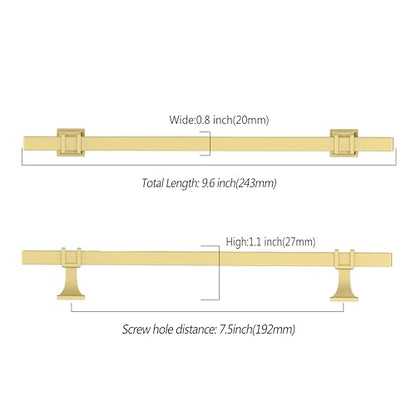 Asidrama 10 Pack 7.5 Inch(192mm) Brushed Gold Kitchen Cabinet Handles, Cabinet Pulls Kitchen Cabinet Hardware for Cupboard Drawer Pulls - color: Brushed Gold, size: 7.5" Hole Center