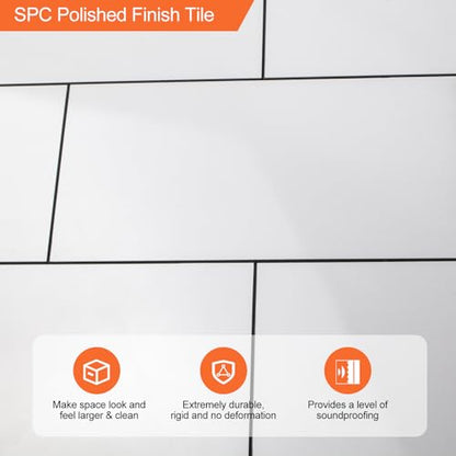 10- Sheet Polished White Peel and Stick Backsplash,11.8'' x11.8'' Luxury PVC Ceramic Look Self Stick Subway Tiles, Waterproof Peel and Stick Wall Tiles for Kitchen and Bathrrom - color: Soft-Glossy White