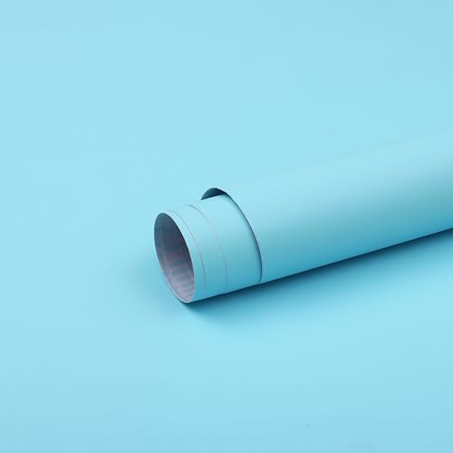 15.7" x 118" Blue Wallpaper Peel and Stick Light Blue Contact Paper Easy Peel Off Bedroom Bathroom Removable Wallpaper Vinyl Self Adhesive Matte - color: Light Blue-2, size: 15.7" x 118"
