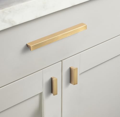 Goo-Ki Cabinet Handles 12 PCS - Champagne Bronze Drawer Pulls 3 in (76mm) Hole Centers - Tilted Solid Drawer Handles for Kitchen Cabinet Pulls - Finger Pull - color: Champagne Bronze, size: 3 Inch Hole Center