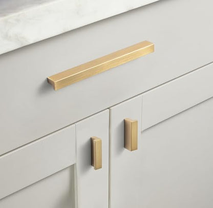 Goo-Ki Cabinet Handles 12 PCS - Champagne Bronze Drawer Pulls 3 in (76mm) Hole Centers - Tilted Solid Drawer Handles for Kitchen Cabinet Pulls - Finger Pull - color: Champagne Bronze, size: 3 Inch Hole Center