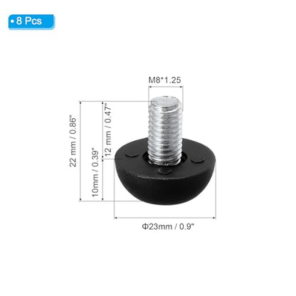 PATIKIL M8 Furniture Leg Leveling Feet, 8 Pcs 8mm x 1.25 Adjustable Threaded Screw-in Feet Levelers Replacement Feet Glides for Table Chair Cabinet, Black