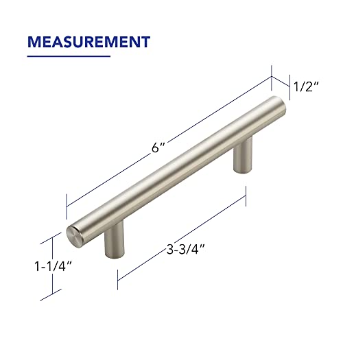 Brushed Nickel Cabinet Handles Drawer Pulls 3.75 Inch CC 25 Pack - color: Brushed Nickel T-Shaped, size: 3-3/4" Hole Center