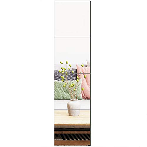 Glass Full Length Wall Mirror Tiles, 12" x 12" x 4PCS Home Gym Mirror - size: 12"x12"-4pcs