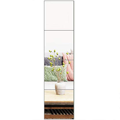 Glass Full Length Wall Mirror Tiles, 12" x 12" x 4PCS Home Gym Mirror - size: 12"x12"-4pcs
