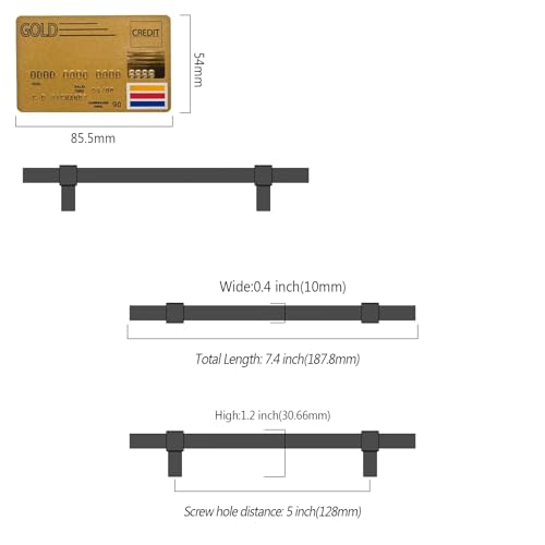 Amerdeco 10 Pack 5 Inch 128mm Matte Black Cabinet Pulls Zinc Alloy Heavy Duty Modern Kitchen Cabinet Handles Drawer Pulls Hardware for Cabinets Cupboard Dresser Wardrobe ZH0087 - color: Matte Black, size: 5"/128mm Hole Center