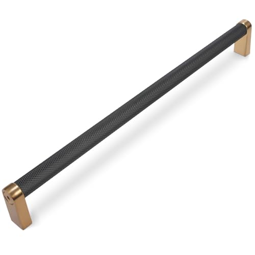 10 Pack 12-5/8 Inch (320mm) Black and Champagne Bronze Kitchen Cabinet Handles Knurled Cabinet Pulls Black Drawer Pulls Kitchen Hardware - color: Black And Champagne Bronze, size: 12-5/8'' Hole Center(320mm)
