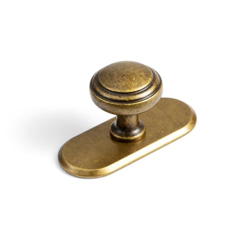 6Pack Champagne Bronze Cabinet Knobs with Backplate Drawer knobs - color: Antique Brass, style: Racetrack