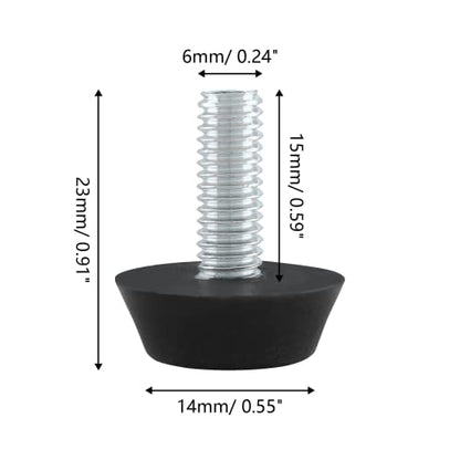 Zorfeter Threaded Furniture Adjustable Levelers, M6 x15mm, 30 Pcs - size: M6 x 15mm