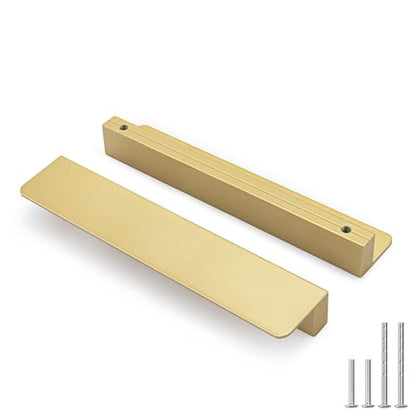 Peaha 10 Pack 6-5/16" Gold Cabinet Handles Finger Edge Pulls for Cabinets - color: Gold, size: 6-5/16" Hole Center