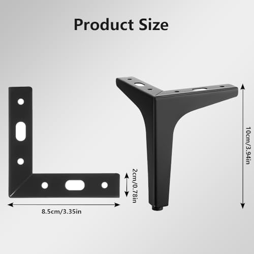 8 Pcs 4 Inch Metal Furniture Legs Black - size: 4 inch (8PCS)