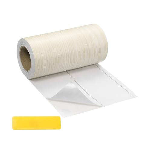 uxcell Wood Tape, 5 Inch x 16ft Self-Adhesive Wood Grain Repair Tape Patch with Plastic Scraper for Baseboards, Doors, Windows, Floor Repair and Furniture Renovation, Beige - color: Beige, size: 5 Inch x 16ft
