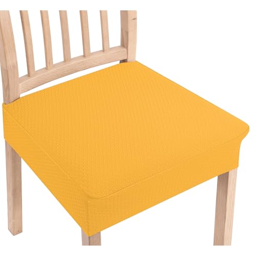 Smiry Stretch Jacquard Seat Covers for Dining Room Chairs Set of 2 - color: Mustard Yellow, size: Set of 2