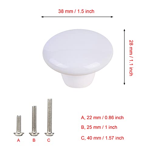 HUAMULAN Ceramic Cabinet Mushroom Knobs Dresser Drawer Pull Handles 15PCS - color: White