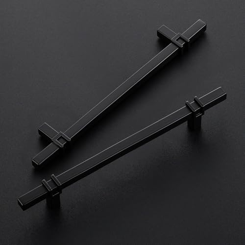 HOME EDIT 6-1/4 inch Black Cabinet Handles, 10 Pack Kitchen Cabinet Handles Matte Black Drawer Pulls Zinc Alloy Square Bar Kitchen Pulls - color: Black, size: 6-1/4 Inch Hole Center