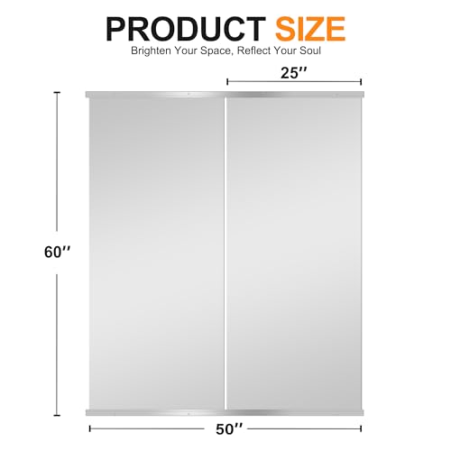 Delma Home Gym Mirror, 60''x25''x2PCS Silver - size: 60''x25''x2PCS