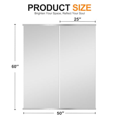 Delma Home Gym Mirror, 60''x25''x2PCS Silver - size: 60''x25''x2PCS