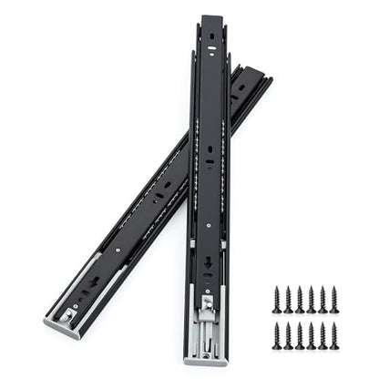 16 Inch Full Extension Drawer Slides, Heavy Duty Side Mount, 6 Pairs, Black - size: 16 Inch
