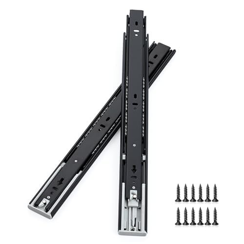 16 Inch Full Extension Drawer Slides, Heavy Duty Side Mount, 5 Pairs, Black - size: 16 Inch