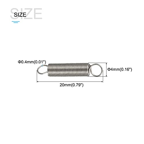 METALLIXITY Extension Spring (0.4x4x20mm/0.016"x0.16"x0.79") 10Pcs - size: 0.016"x0.16"x0.79"