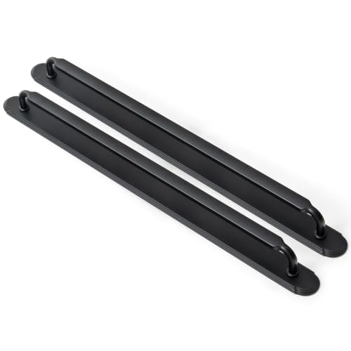 Goo-Ki 2 Pack Matte Black Zinc Alloy Cabinet Pulls with Backplate - 12-3/5 Inch Hole Centers Kitchen Drawer Pulls Cabinet Hardware Dresser Handles with Spacer,2202-B-320-G014-2 - color: Matte Black, size: 12-3/5" Hole Center