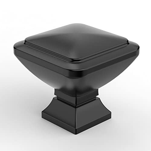 9BUILD 10 Pack Matte Black Cabinet Knobs,Solid Square Drawer Pulls - color: Matte Black, size: 1.2"/30MM