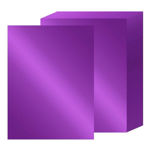 24 Sheets Purple Metallic Cardstock Paper 8.5 X 11", 92lb/250gsm Thick Paper Foil Cardstock Shiny Mirror Glitter Paper for Crafts Scrapbook Card Making Invitations Party Decoration (Purple) - color: Purple
