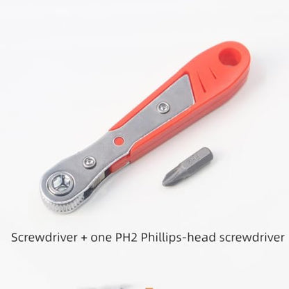 2PCS Steel Screwdriver, Suitable for Narrow Spaces, Non-Motorized Red Right Angle Tool with Ratchet Forward/Reverse Function, Red - color: Red