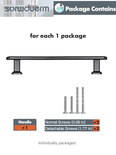 SORWDUREM 5 Pack 6.3 Inch(160mm) Black Cabinet Pulls Drawer Pulls Kitchen Hardware Cupboard Kitchen Hardware Cabinet Handles - color: Black, size: 6.3"(160mm) Hole Center
