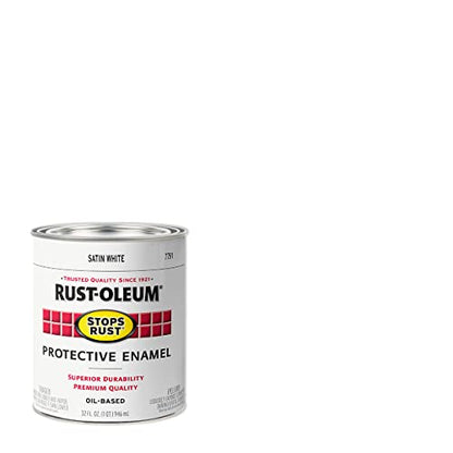 Rust-Oleum Stops Rust Brush On Protective Enamel Paint, Satin White - color: Satin White, size: 32 Fl Oz (Pack of 1)