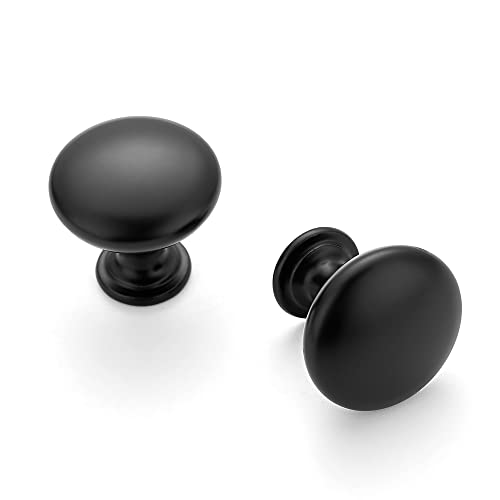 Ravinte Matte Black Round Zinc Cabinet Knobs,1-1/6 Inch,30 Pack - color: Black