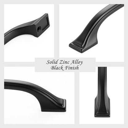 3 Inch Matte Black Cabinet Pulls Arch Drawer Handles 10 Pack P2409 - color: Black, size: 3" Hole Centers-10 Pcs