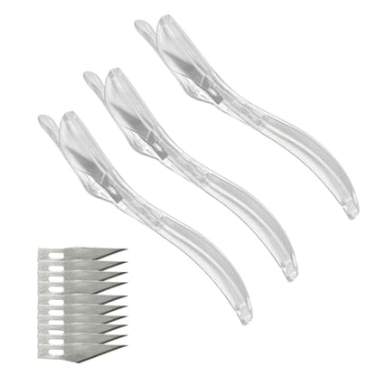 3PCS Car Wrapping Paper Cutter with 10 Replaceable Blades (White) - color: White