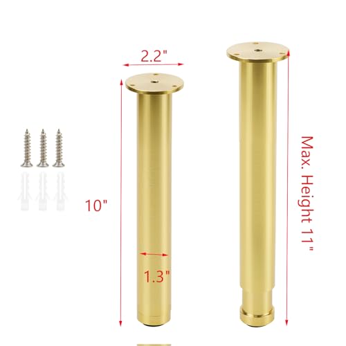 4 Pcs Gold Adjustable Sofa Legs - color: Gold, size: 10 inch