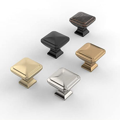 9BUILD 10 Pack Matte Black Cabinet Knobs,Solid Square Drawer Pulls - color: Matte Black, size: 1.2"/30MM