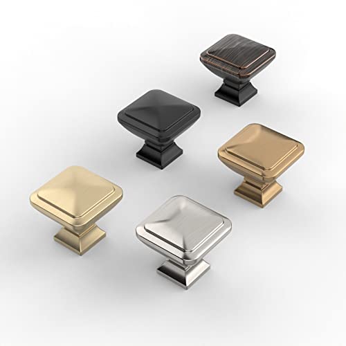 9BUILD 10 Pack Champagne Bronze Cabinet Knobs,Solid Square Drawer Pulls - color: Champagne Bronze, size: 1.2"/30MM