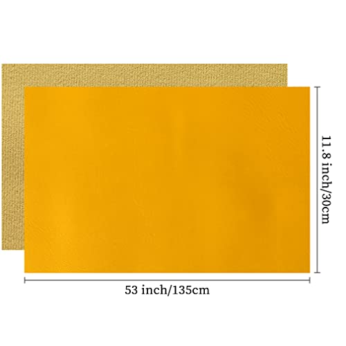 XHT Smooth Yellow Faux Leather Roll 11.8"x53" Soft Plain Synthetic Upholstery Crafts Fabric for DIY Cosplay Garment Jewelry Accessories - color: Yellow