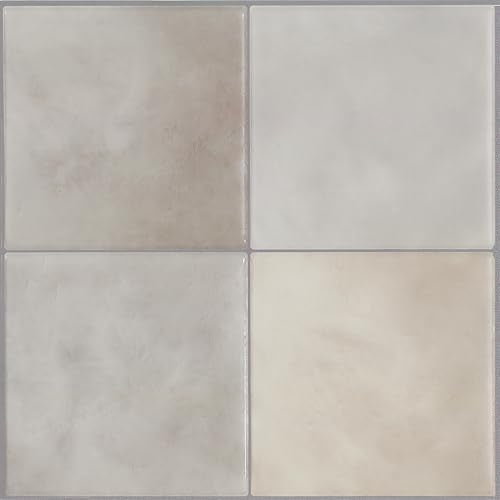 Smart Tiles Peel and Stick backsplash, Zellige Stone Greige, 9"x9" - color: Stone Greige