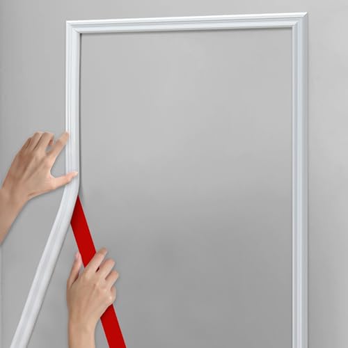 Hungbak 240"L x 2.4"W Peel and Stick Chair Rail Panel Molding, Pre-Primed Trim for Home Decoration & Wall Protection - size: 240"L x 2.4"W