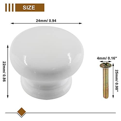 Zorfeter Wood Drawer Knobs, White, 20 Pcs - color: White Mushroom
