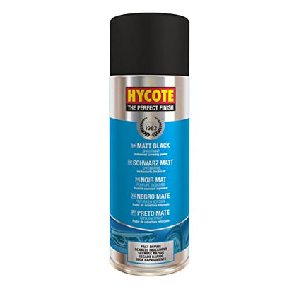 Hycote Black Spray Paint, Matt Black 13.5 Oz (Pack of 6) – Flat Non-Reflective Acrylic Finish – UV Resistant – Quick Drying – For Metal, Plastic, Automotive & Ceramic Surfaces, 400ml - color: Black (Matt), size: 81.2 Ounce (Pack of 1)