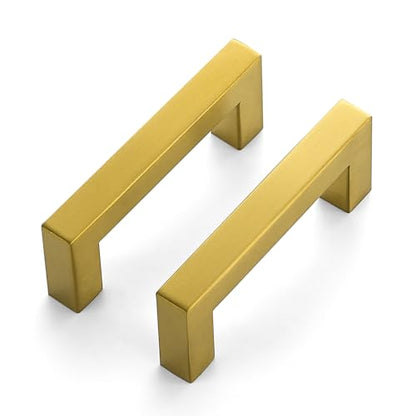 Ravinte Hardware Gold Cabinet Handles Drawer Pulls 3 Inch CC 25 Pack - color: Gold Square, size: 3" Hole Center