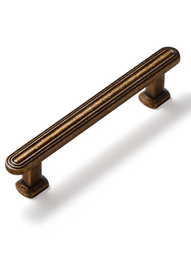 SORWDUREM 10 Pack 3.78 Inch(96mm) Antique Brass Cabinet Pulls Drawer Pulls Kitchen Hardware Cupboard Kitchen Hardware Cabinet Handles - color: Antique Brass, size: 3.78"(96mm) Hole Center