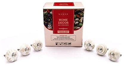 NAQSH Ceramic Cabinet Knobs Kitchen Drawer Knob Handpainted Cupboard Door & Drawers Pulls (White & Beige, 12) - style: White & Beige